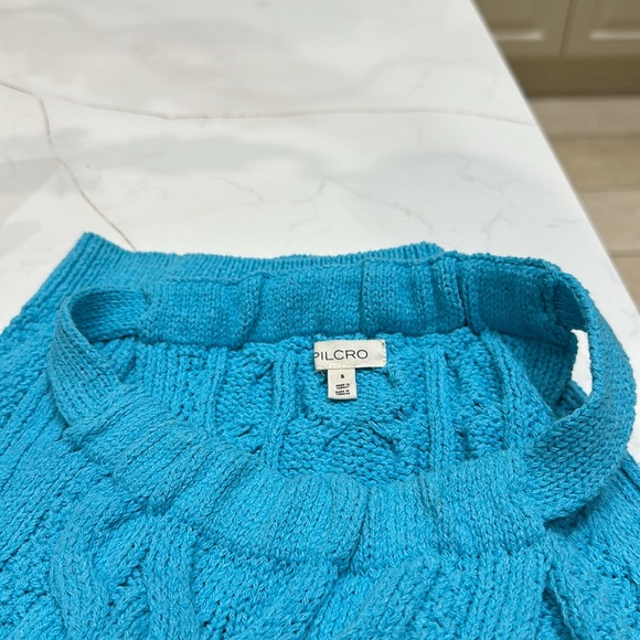 Pilcro Turquoise Cable knit halter top sweater - Picture 7 of 11